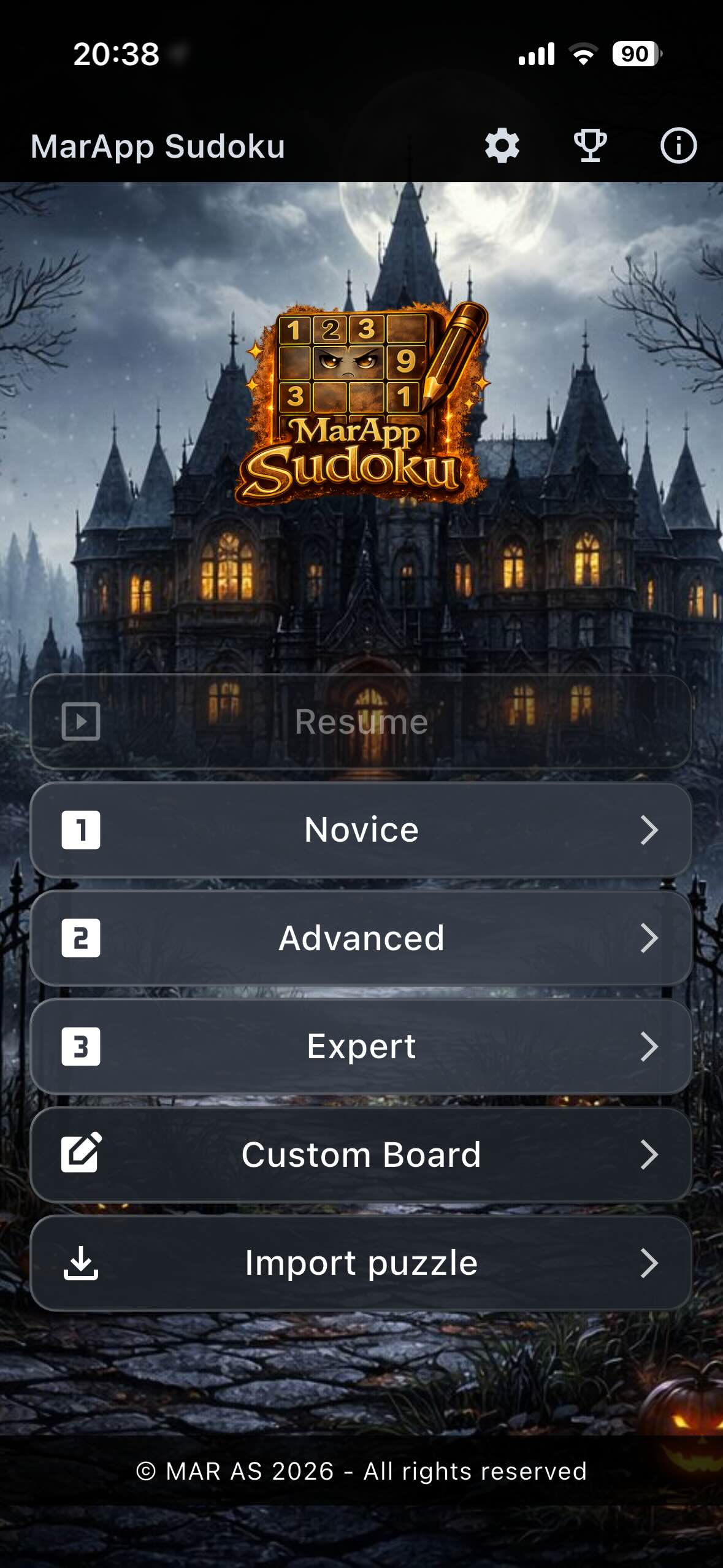 Opening page - Midnight Manor