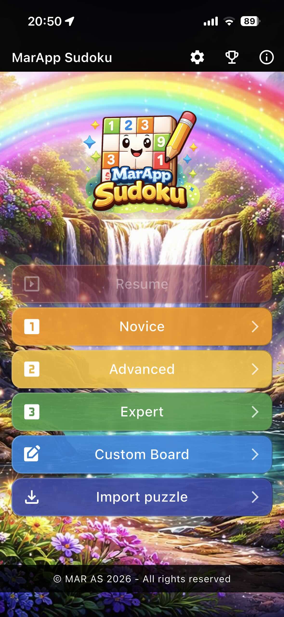 Opening page - Rainbow Falls