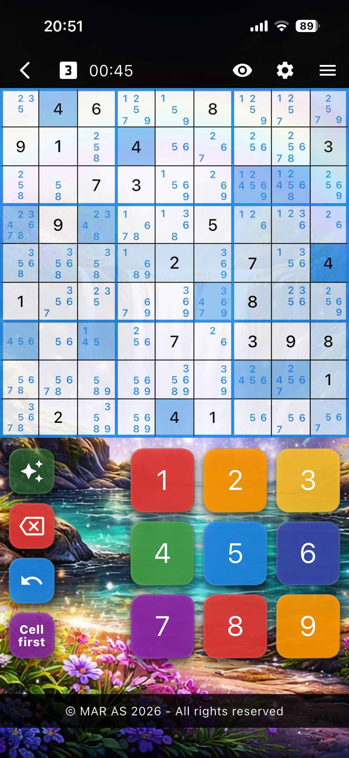 Highlight row/col/sub-grid and Matching digits/notes