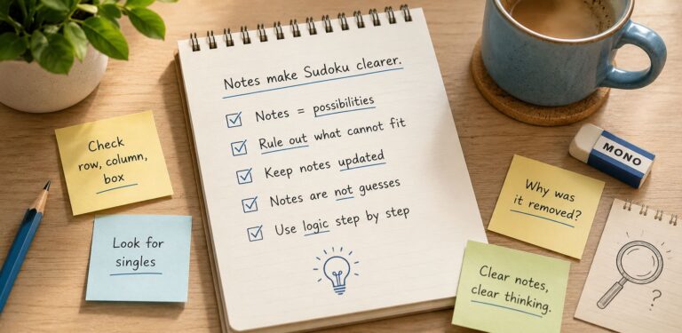 How to use notes in sudoku